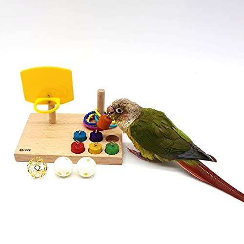 QBLEEV Bird Basketball Toy, Parrot Activity & Foraging Training Toys Set - color: Basketball Toy Set