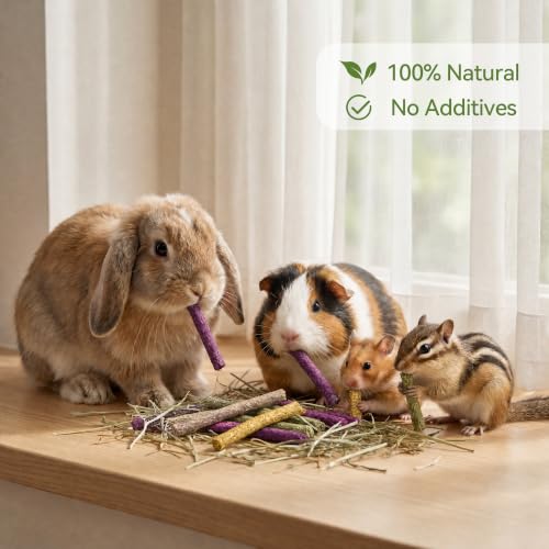 24pcs Rabbit Treats Chew Sticks Guinea Pig Toys Natural Timothy Grass Molar Teeth Sticks Bunny Hamster Chinchilla Small Animals - size: 24pcs treats