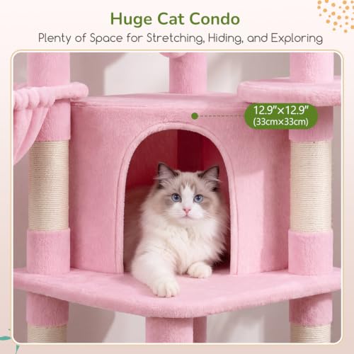 Globlazer Pink Corner Cat Tree Tower with Scratching Post, C51, Pink - color: Pink, size: 51inch