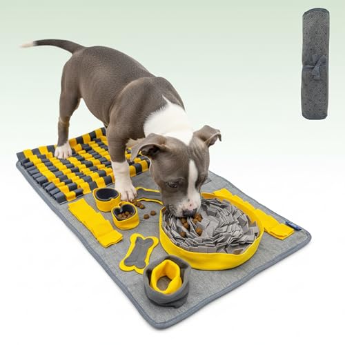 M Snuffle Mat Yellow Dog Puzzle Enrichment Slow Feeder - color: Yellow, size: Medium(31.5''×19.7''×2'')