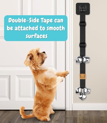 COOYOO Dog Doorbells, Adjustable Potty Training Dog Bells, Upgraded for Training Your Puppy The Easy Way, Premium Quality Housetraining Hanging Bell-5 Extra Large Loud 1.5 DoorBells - color: 01-Black