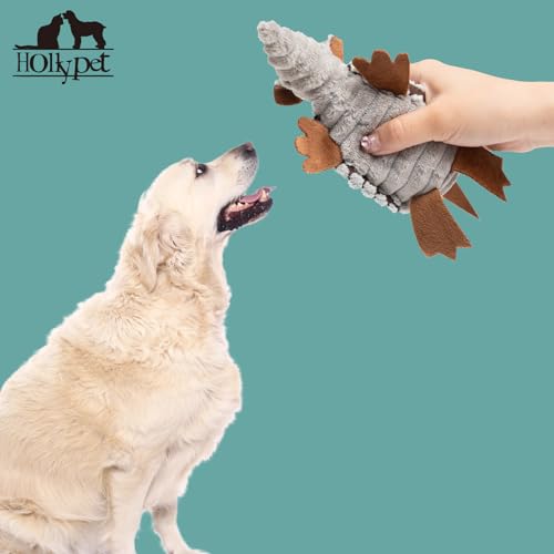 Hollypet Armadillo Squeaky Puppy Dog Toys for Small Medium Dogs, 6" - color: Gray, size: 6 IN