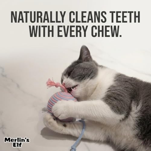 Merlin's Elf Cat Toy Balls for Indoor Cats and Kittens, Natural Sisal, Wool Felt, Rattan and Cotton Balls for Chasing and Interactive Play, 4 Pack