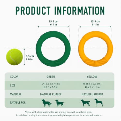 Green Sheep Natural Rubber Ring Dog Chew Toy, Durable Chew Toys for Small to Large Dogs, Tough Dog Toys for Medium & Big Dogs, Puppy Teething Toys - color: Green Ring