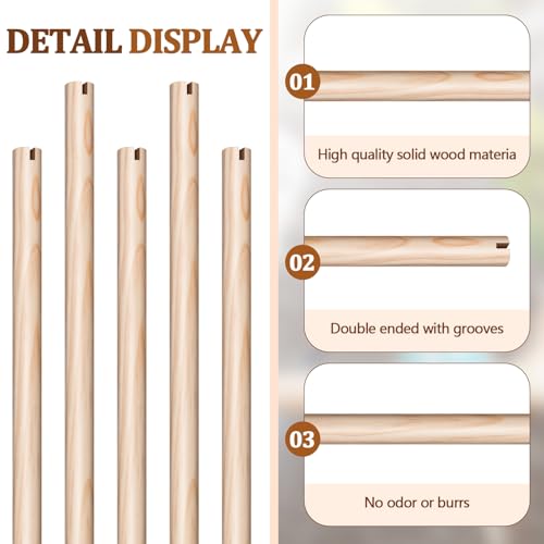 Sintuff Bird Perches Natural Wood Double Slots, 24 Inches, 8 Pcs - size: 24 Inches
