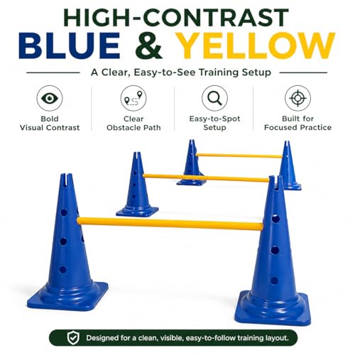 Dog Agility Equipment, 20-Inch Hurdle Set, 10.6 oz Weighted Cones - size: 20-Inch-Blue