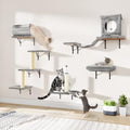 7-in-1 Cat Wall Shelves, Space-Saving Wall Mounted Cat Shelves - color: Gray