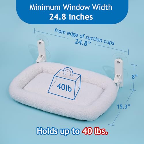 Zakkart Foldable Cat Hammock for Window (White Bolster Bed, Large) - color: White Bolster Bed, size: Large