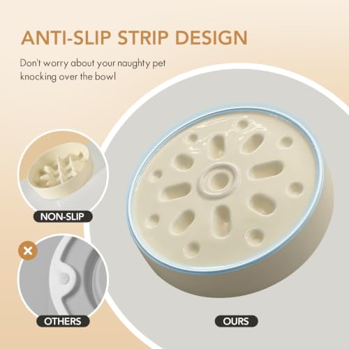 Havniva Elevated Slow Feeder Dog Bowls, 7.3 in Ceramic Slow Feeder Bowl Set - color: Light Yellow