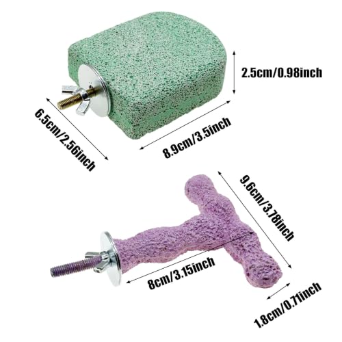 4 PC Bird Perch Stand Pet Teeth Grinding Stone for Small Birds - color: Cyan-Purple-Pink, size: Small