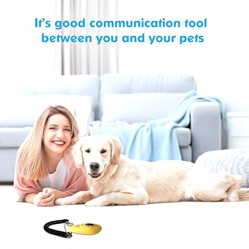 BONSO Dog Training Clicker with Adjustable Wrist Strap - Positive Reinforcement Pet Training Clicker for Dogs, Cats, and Puppies (Yellow)