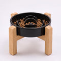 Elevated Ceramic Slow Feeder Dog Bowls Anti-Choking Slow Feeding for Small&Medium Size Anti-Slip Non-Lead & Toxic Durable Easy to Clean Maze Slow Feeder Bowl（8.26in Black Flower Pattern） - color: Black Flower Pattern, size: 1.6Cup
