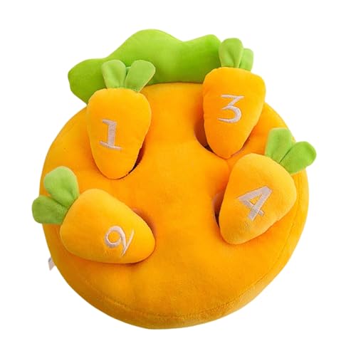 Hamiledyi Rabbit Foraging Toys Bunny Plush Puzzle Toy Carrots Snuffle Mat for Chinchilla Guinea Pig Ferret Rat Entertainment (Yellow)