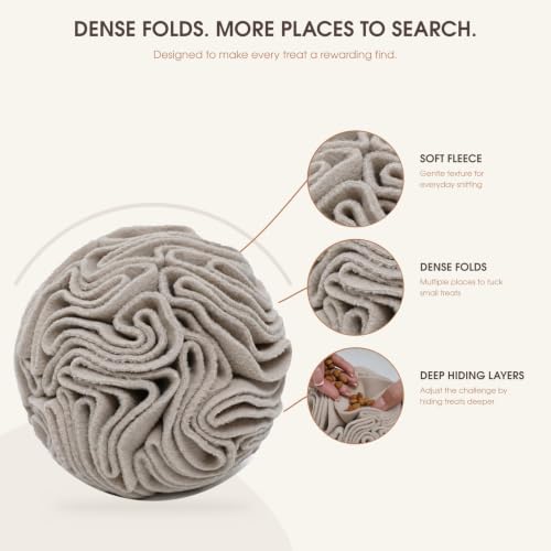 Light Brown Snuffle Ball for Dogs, Slow Feeder Mental Enrichment Toy for Small, Medium Dogs, Discreet Color Interactive Puzzle Game for Anxiety Relief & Indoor Fun, Machine Washable - color: Light Brown, size: Small