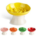 Ceramic Slow Feeder Bowl for Cats and Small Dogs, Elevated Tilted Pet Food Dish, Whisker Friendly Anti-Vomit Design, Heavy Stable Base, Dishwasher Safe， 5 Colors Options (Lemon Yellow) - color: Lemon Yellow