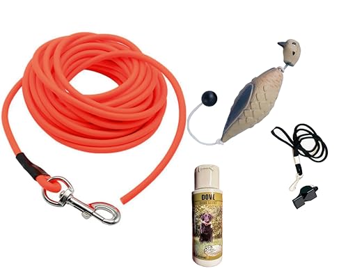 Dog Training Ruff-Cord Check Cord Tracking Leash 30 ft. - Dove Trainer - Dove Scent - Lanyard and Whistle Dog Training Kit HuntEmUp