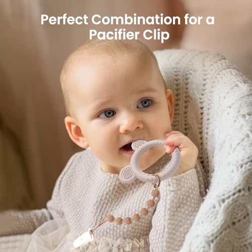 Eascrozn 3 Pack Silicone Teethers for Babies 3M+ BPA Free - color: Brown