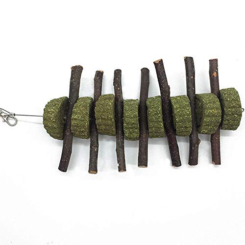 Bunny Chew Toys for Teeth, Organic Apple Wood Molar Sticks with Timothy Hay Circles for Bunny Chinchilla Guinea Pig Hamsters Holland Lop Prairie Dogs Squirrels Gerbils, Improves Dental Health - color: 1 PCS Apple Stick String