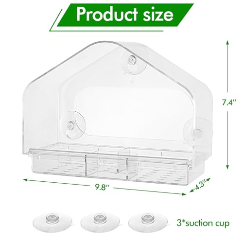 MEWTOGO Outdoor Window Bird Feeder for Cats Viewing, Large - size: Large