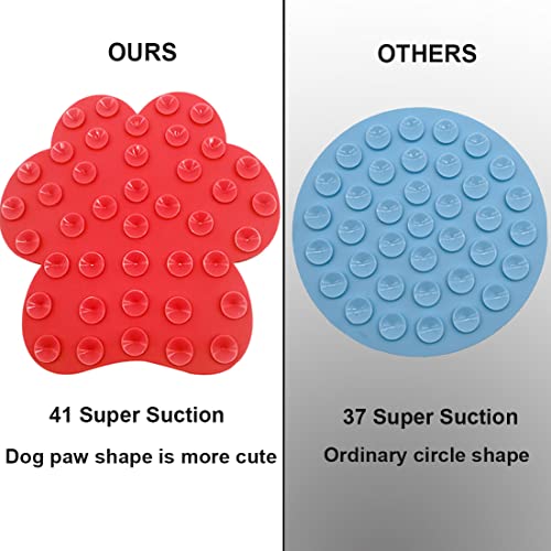 Dog Lick Pad, Dog Washing Distraction Device, Slow Eating Cute Pet Mat with Super Suction for Dogs Licking Peanut Butter, Pet Bathing, Grooming Training (red) - color: Red