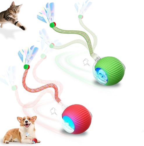 2-Pack Interactive Cat Toys Ball - color: RedGreen-1