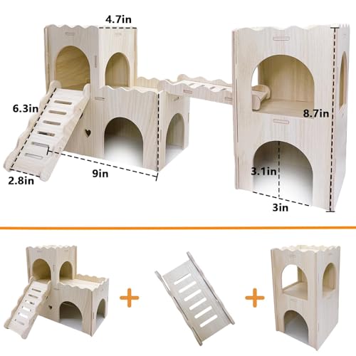 Hamster Hideout House Multi Chamber Rat Hide Hut Castle Large Climbing Playground Exploring Labyrinth Tunnel Toy for Syrian Dwarf Gerbils Hamsters Mice (Pattern A)