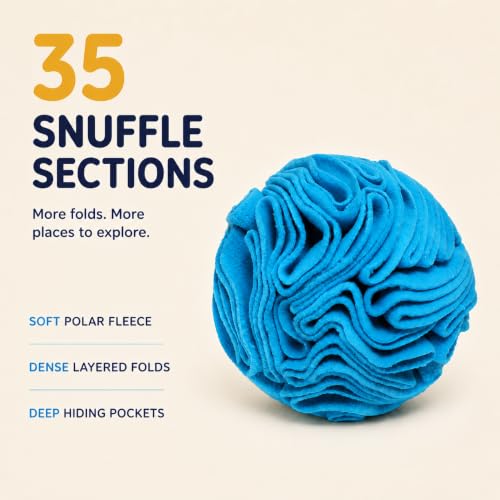 Blue Snuffle Ball for Dogs, Bright Color Slow Feeder Interactive Toy, Mental Enrichment Puzzle Game for Anxiety Relief & Indoor Fun, Machine Washable for Small Medium Large Dogs - color: Blue, size: Small