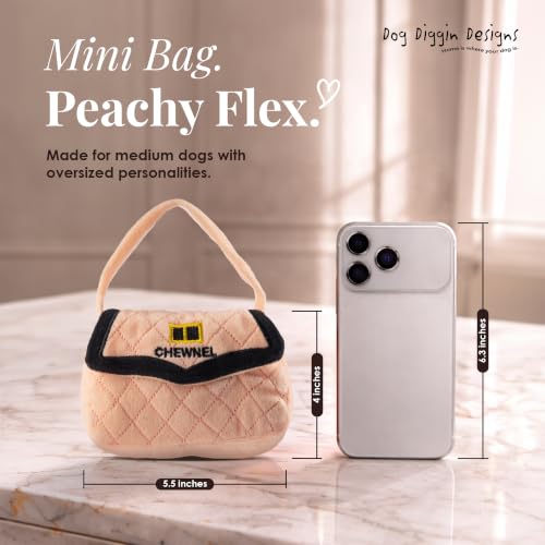 Dog Diggin Designs Chewnel Plush Dog Toy Purse | Luxury-Inspired Parody Designer Handbag with Squeaker, Soft Plush Fashion Dog Toy – Haute Couture Purses & Handbags - color: Pink Purse, size: One Size
