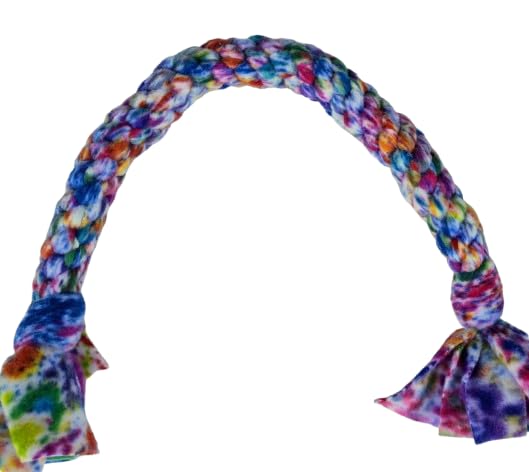Dog Puppy Tug Pull Toy Rope Play Durable Interactive Entertaining Heavy Duty Fleece Round Square Braid (Rainbow) - color: Rainbow