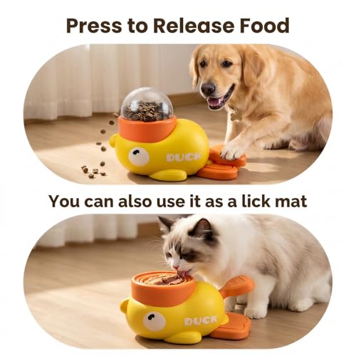 Duck Treat Dispenser Toy,Slow Puzzle Feeder for Cats&Small Dogs