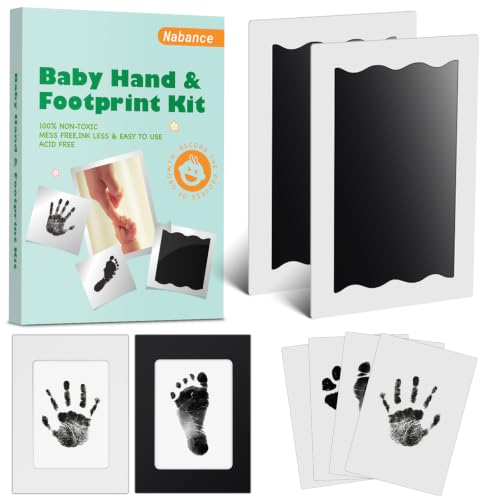 Nabance Baby Footprint Kit, Inkless Baby Hand and Footprint Kit, 2 Pack - size: 2-Pack, Large 3.1" x 4.9"