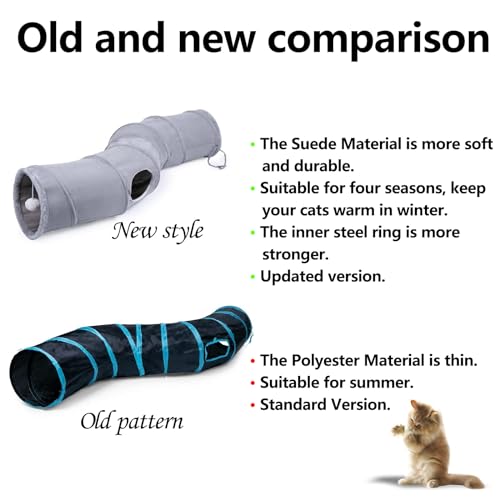 S-Shape Collapsible Cat Play Tube Toys with Plush Ball, Indoor Play Tunnel for Puppy, Kitty, Kitten, Rabbit - color: S-Shape