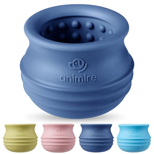 Treat Dispensing Dog Toy, Long-Lasting Interactive Puzzle Toys for Dogs, Stuffable Dog Enrichment Frozen Lick Treat Toy for Boredom, BPA Free Silicone Fetch Catch Chew Toy (Dark Blue,M) - color: Dark blue, size: M