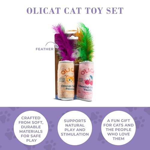 Haute Diggity Kitty Olicat Cherry + Orange Set, Soft Plush Cat Toys - color: Multi - Olicat Duo
