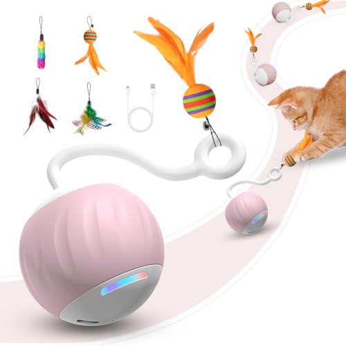 Upgraded 2.36 Inch Large Cat Toy With Touch&Voice Activation for Indoor Cat - color: Pink