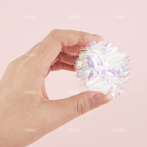 AUEAR, 20 Pack Dye Free Cat Crinkle Balls 2" Mylar Sounds Shiny Kitty Glitter for Cats