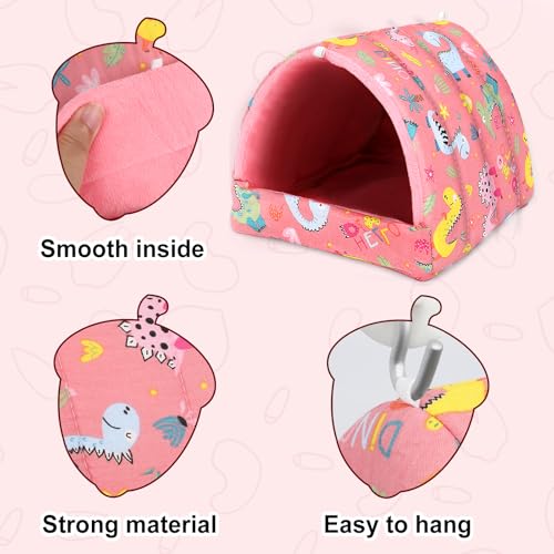 UPINS 2 Pack Guinea Pig Bed, Guinea Pig Hideout - color: Pink White, size: 9.84 x 9.84 inch