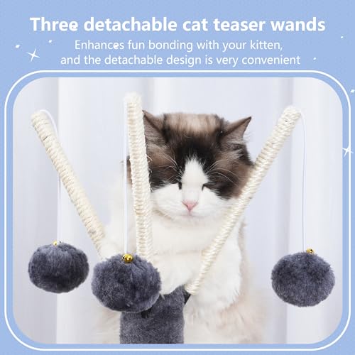 Hey-brother Cat Tree Tower with Removable Toys, Scratching Posts, MPJ008SG - color: Smoky Gray