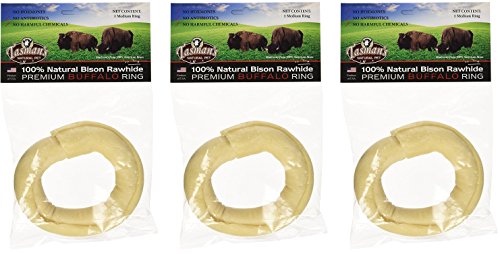 Tasman's Natural Pet All-Natural Buffalo (Bison) Collagen-Based Chews - 3 Medium Rings. Traditional Rawhide Alternative