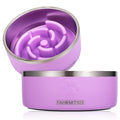 FAHRMOSIS 32 Oz Dog Bowl with Slow Feeder Insert Stainless Steel Pet Water Bowl for Medium & Large Breed Non Slip Rubber Base & Plastic Puzzle Feeder - Lavender - color: Lavender, size: 32 OZ