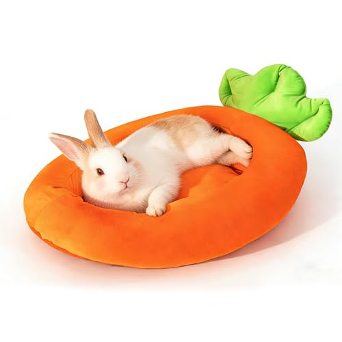 Rabbit Bed Warm Small Dog Cat Sleeping Carrot Banana Beds Bunny Bed Guinea Pig Hideout Bed Thick Soft with Removable Mat,Machine Washable Guinea Pig Cushion (Carrot（18.5 * 11.02 * 3.94）) - color: Carrot（18.5*11.02*3.94）