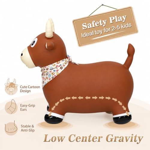 INPANY Bouncy Bull, Cow Hopper for Cowboys, Kid Gifts Toy, Pump Included - color: Bull
