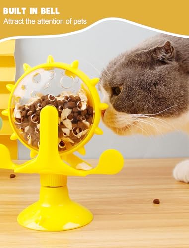 GLOGLOW Cat Puzzle Feeder, Windmill Toy - color: yellow