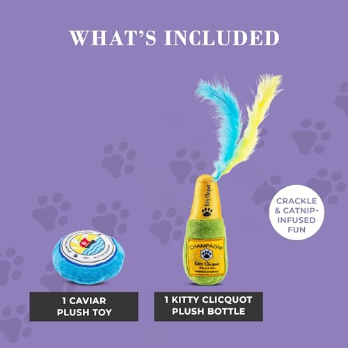 Haute Diggity Kitty Clicquot Bottle + Caviar Set, Soft Plush Cat Toys - color: Multi - Kitty Clicquot Bottle + Caviar Duo
