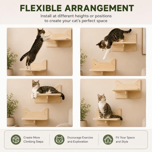 Cat Wall Shelves, 2-Piece Cat Wall Step for Large Cats - size: 2 pcs