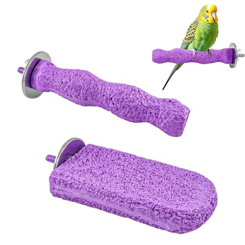 2PCS Bird Beak Grinding Stones, Bird Toys, Beak Grinder for Birds, Budgies, Conures, Parakeets, and Other Small to Medium Parrots - color: Purple, size: 2 Pcs