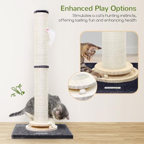 Globlazer 35in Tall 3.9-in Thick Cat Scratching Post for Adult Cats, SC35 - color: Dark Grey