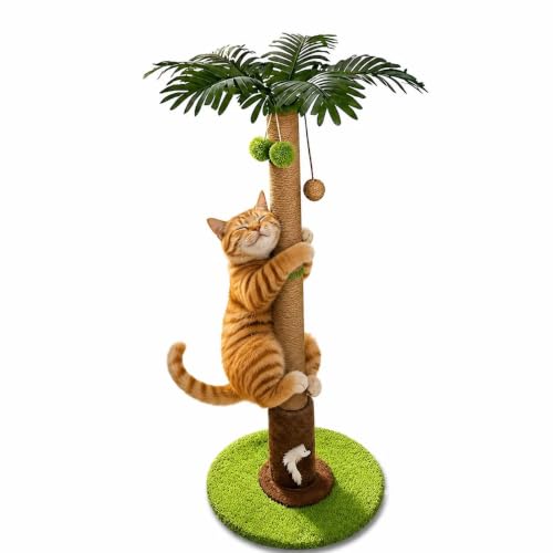 RPZ Cat Scratching Post, Sisal Scratcher with Toys for Indoor Cats