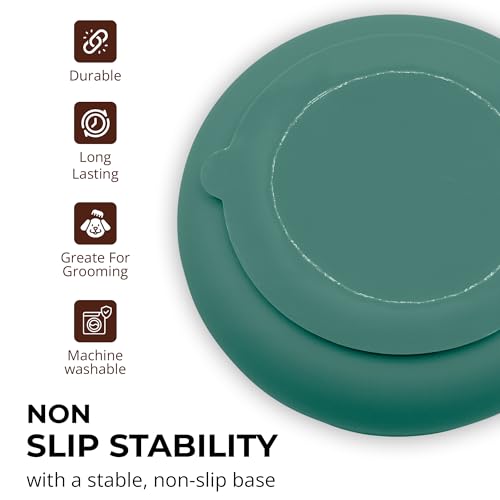Silicone Slow Feeder Dog Bowls for Small Dogs & Puppies, Slow Eating Bowl - color: Sage