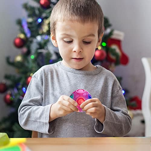 Vdealen Magic Rainbow Puzzle Ball, Fidget Ball Puzzle Brain Teaser Fidget Toy for Boys & Girls- Birthday Party Valentines Easter Christmas Stocking Stuffers for Kids Teen & Adults-2 Pack - color: Blue&purple
